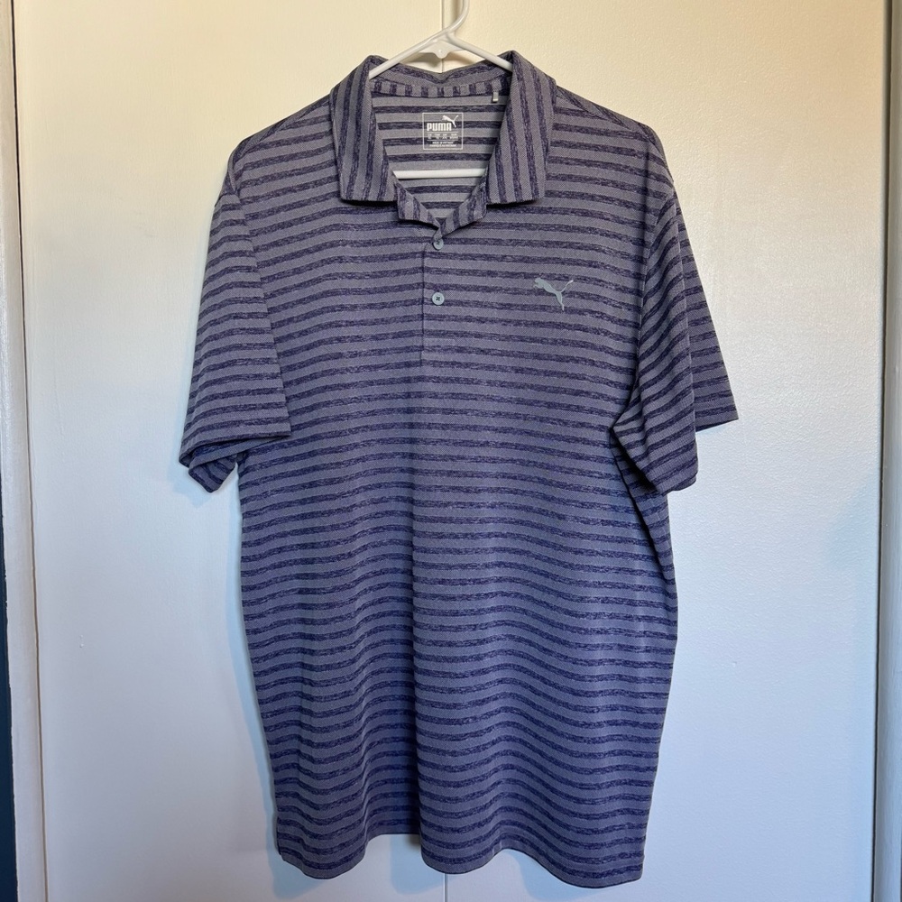 Puma Men's Purple Striped Golf Shirt
